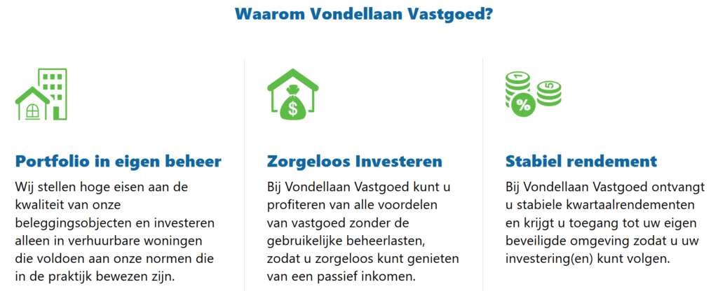 Vondellaan USP's op website